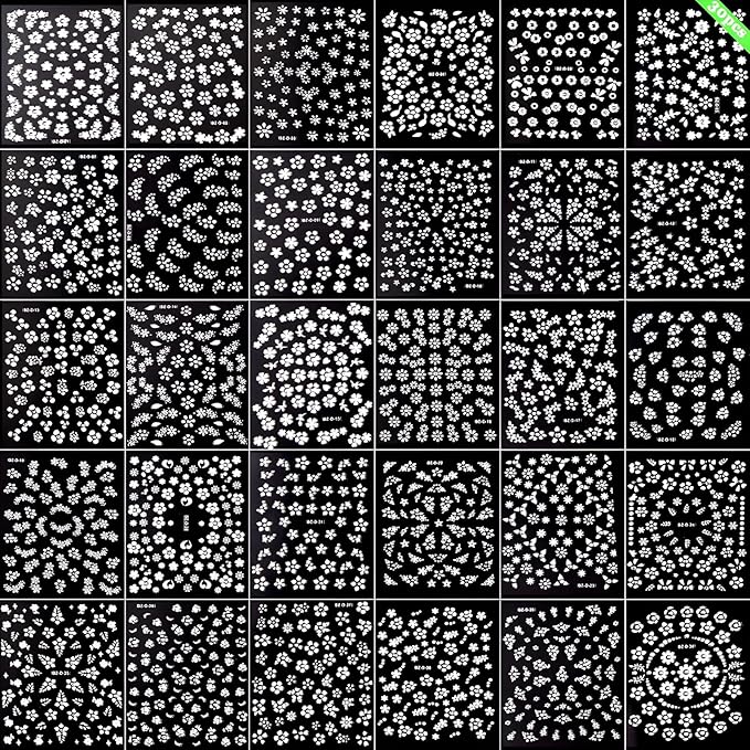 30 Sheets Flower Nail Stickers White 3D Self-Adhesive Floral Nail Stickers for Nail Art Summer Nail Art Stickers Daisy Design Nail Decals for Nail Art for Women