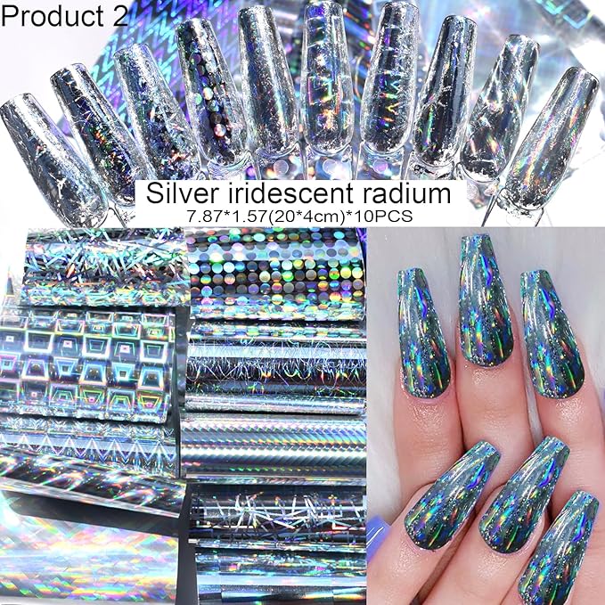 Nail Art Transfer Foils, 60 Pieces, Mixed Designs - Dried Flowers, Iridescent, Animal Print, Marble, Checkered Patterns, 1 Pcs Nail Art Engraving Pen Silicone Pen 7.87 x 1.57 inches(60)