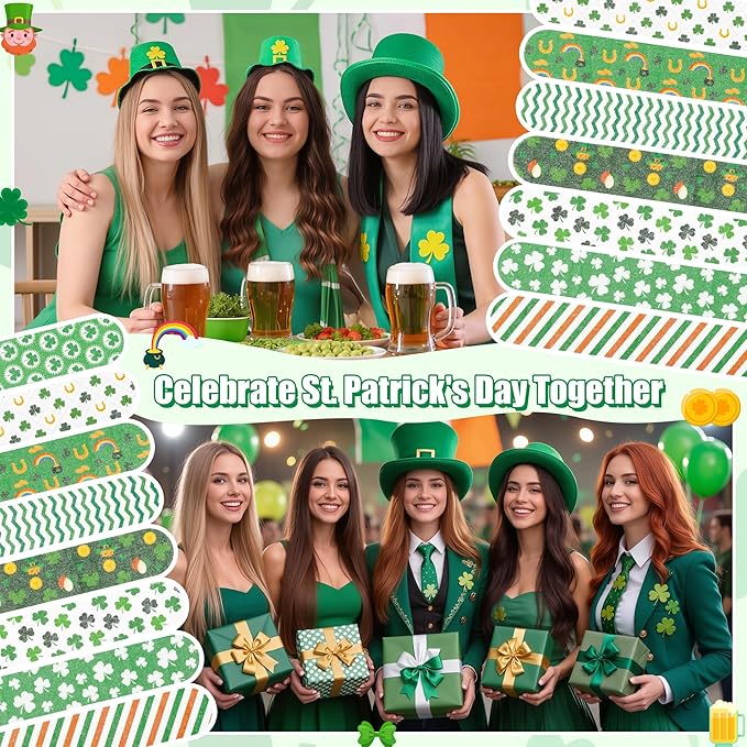 H1vojoxo Lucky St. Patrick's Day Nail File - 48pcs Lucky Clover Double Sided Emery Boards for Girl’s Birthday Gift St. Patrick's Day Party Emery Boards for Women Irish Shamrock Family Party Nail Files