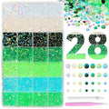 22000Pcs Green Rhinestones for Bedazzling, Jelly Bedazzling Resin Gems 3-5mm, Blue White Gems Bedazzling Kit for Crafting, Flatback Color Light Green Blue AB Gems for Nails Face Makeup Tumblers