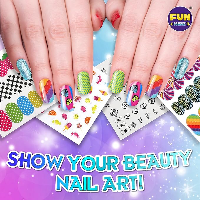 Kids Nail Kit for Girls Ages 7-12, FunKidz Ultimate 315Pcs Nail Polish Pens Combo Pack Size 17.91Wx12.4L Glitter Temporary Nail Supplies for Teens SPA Makeup Kit