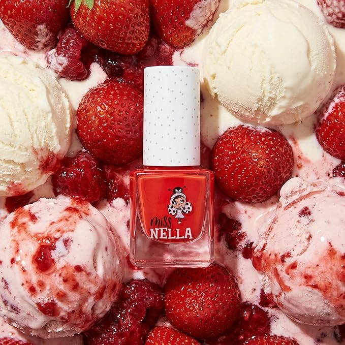 MISS NELLA CHRISTMAS SPARKLE- Peel Off, Odour Free, Water Base & Safe for kids nail polish pack of 3- green (glitter), red & gold (glitter)