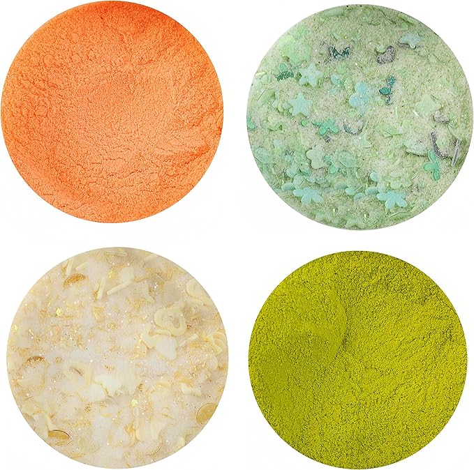 Nail Factory - Acrylic Powder Set Seven Collection, 14 Colors Mixed Shapes Set Glitter Nail Sequins Powder Holographic, Professional Nail Art Cosmetic, 3.5 Gr. Each One.