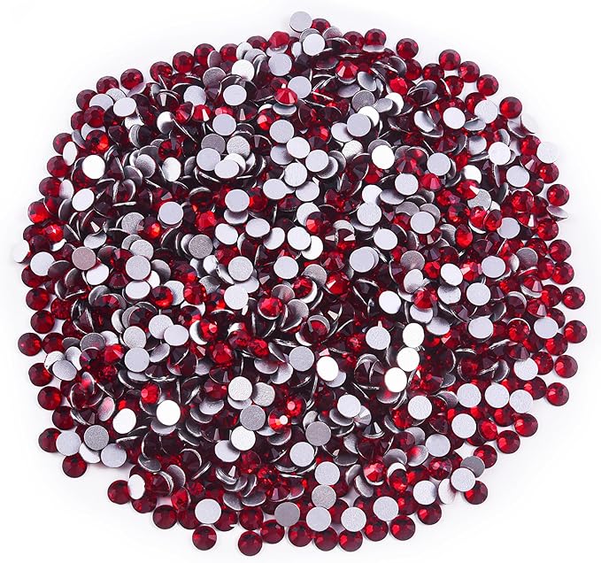 Blinginbox Glass Flatback Rhinestones Crystal Round Gems,Dark siam,SS6-SS20/2880pcs
