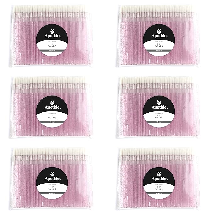 600 Pieces Disposable Lip Applicators – Lint-Free Versatile Doe Foot Makeup Wands for Lip Gloss, Lipstick, Lash Extensions, Beauty Starter Kits Essential (600 Brushes, Rose Pink Crystal)