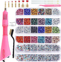 Blinginbox Hotfix Rhinestone Setter, Hot Fix Applicator Tool Bedazzler Kit with Rhinestones, Kit, Hot Fixed Wand for Clothes Clothing Fabric Crafts, 6000 Pcs, AB Crystal, Clear,7 Tips Sizes