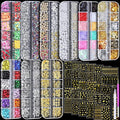 9 Boxes Nail Art Rhinestones Kit with 30 Sheets Nail Art Stickers, Gold Nail Studs Nail Sequins Flatback Pearls Rhinestones for Crafts, Small Fruit Nail Charms Tiny Gems for Nails DIY Decorations