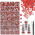33000Pcs Red Resin Jelly Rhinestones for Bedazzling, 2-6mm Flatback Gems for Diamond Art, Bedazzler Kit with 3Pcs 10ml B7000 Jewelry Glue for Crafting Crafts Nail Art