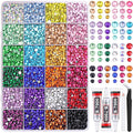 Resin Rhinestones for Bedazzling with Tweezers, 12000Pcs Multicolor 3/4/5mm Rhinestones for Crafting with 3Pcs 10ml B7000 Jewelry Glue for DIY Crafts Clothing Tumblers Shoes Fabric Nail Art