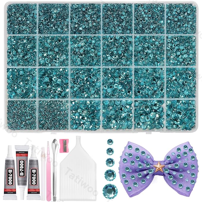 20000Pcs Lake Blue Flatback Jelly Resin Rhinestones for Bedazzling, Mix Sizes Crystal Rhinestones Gems, Lake Blue Gems Bedazzling for Crafting, Flatback Rhinestone for DIY Face Makeup Crafts