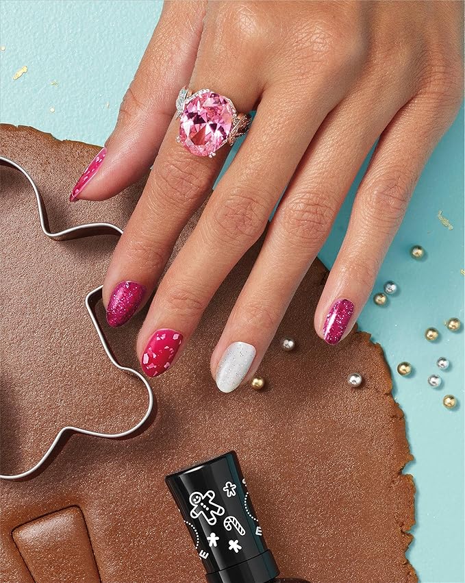 Sally Hansen Miracle Gel™, Holiday Baking Spirits Bright Duo, Long Lasting, Gel-Like Formula, No UV Lamp Needed, Pink Glitter Nail Polish