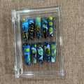 Press on Nails Handmade Nails 10Pcs Watercolor Style Style Hand-painted Monet's Garden Manual Press on Nails for Women Party Holiday Photo 40mm Long Size L