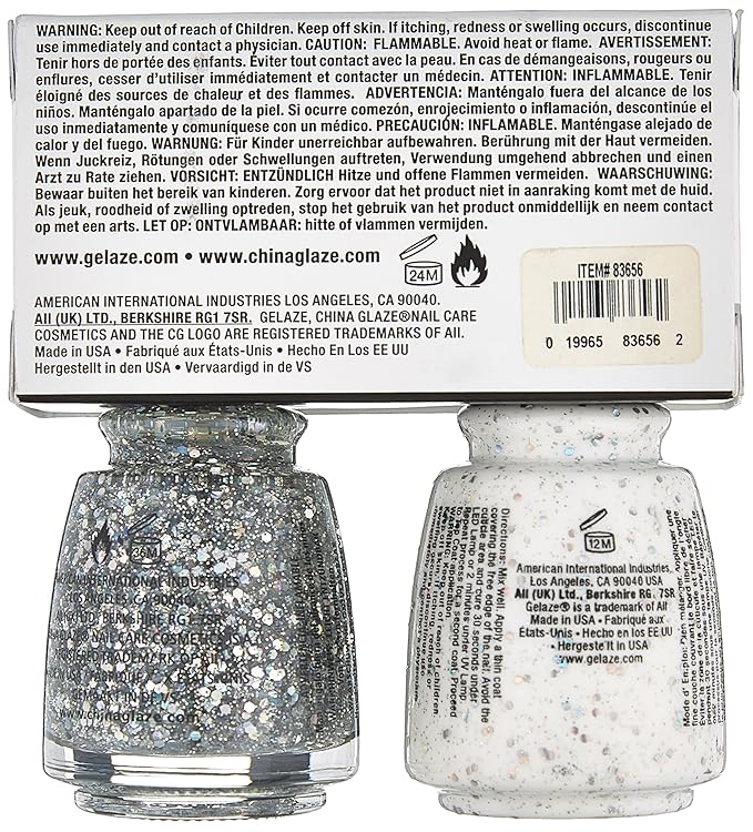 China Glaze Gelaze Tips and Toes Nail Polish, Techno, 2 Count
