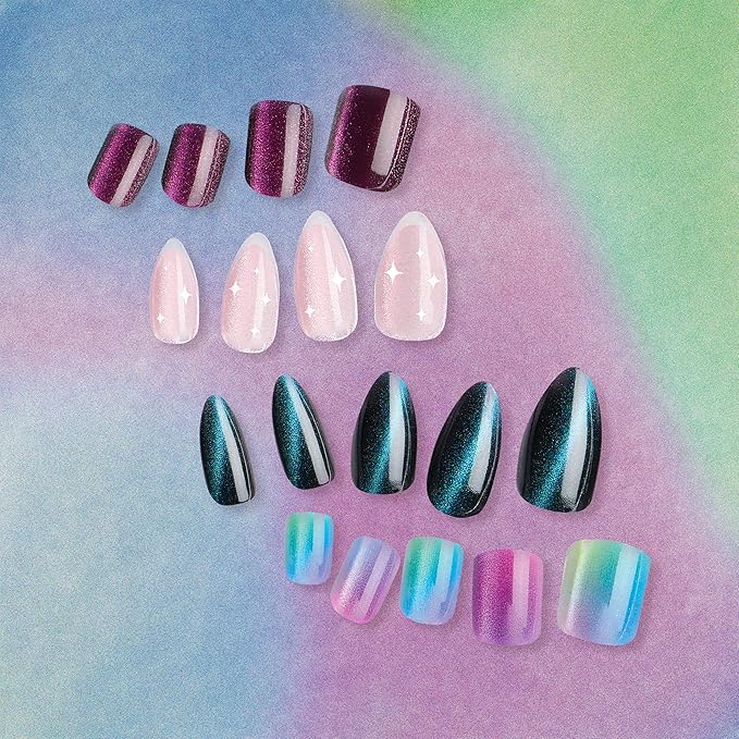 Sally Hansen Salon Effects Perfect Press-On Nails | Square Shape | Easy to Apply, Non-Damaging | 30 Nails, Nail Glue, Adhesive Tabs, File | Don't Be Jewel