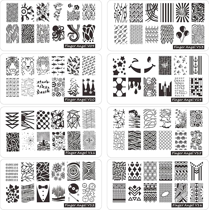 21Pcs Nail Stamp Plate Set 16Pcs Mix Design Stamping Nail Art Plate + 2Nail Stamper + 2Scraper+1Pcs Case Nails Art Stamping Plate Scraper Stamper Set Leaves Flowers Nail Plate
