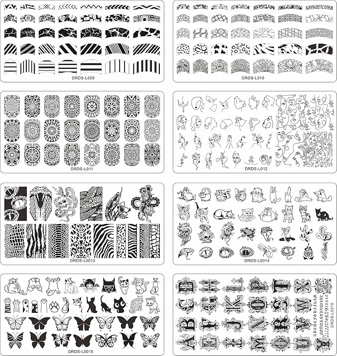 VNC 21 Pcs Nail Stamp Plates Set 16 Plate 2Stamper and 2 Scraper 1storage Bag Nails Art Stamping Plate Scraper Stamper Set Leaves Flowers Animal Nail Plate Template Image Plate Set