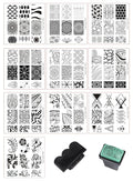 Mix 10 Designs Nail Plates +1 Pcs Nail Art Stamper + 1 Scraper Nail Art Image Stamp Stamping Plates Manicure