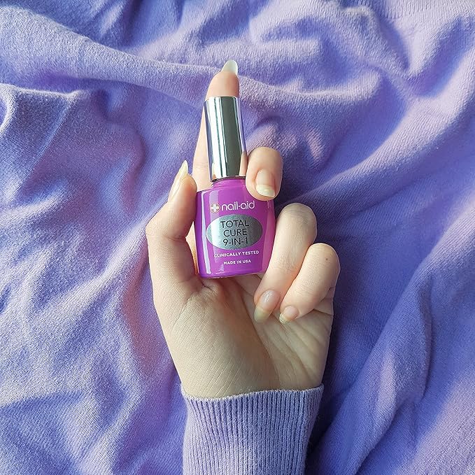 Nail-Aid Total Cure 9 in 1 Nail Treatment - Strengthen, Smooth, & Brighten Brittle Nails - Clear, 0.55 Fl Oz